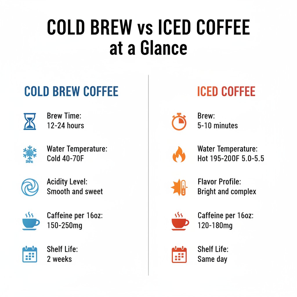 Cold Brew vs Iced Coffee: What Is the Difference? (Complete Guide 2026): infographic image for The Core Difference: Temperature During Extraction 