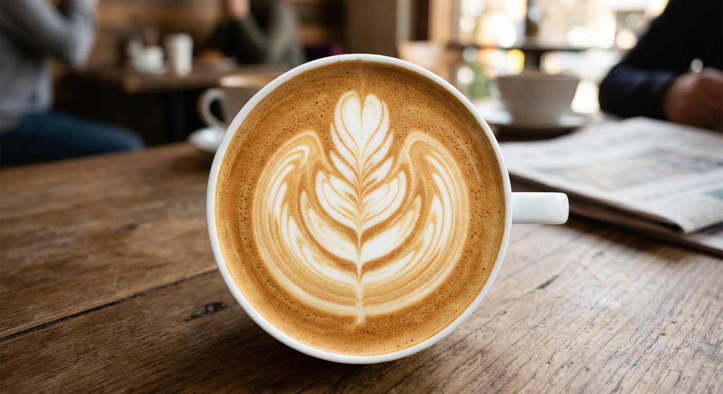 Latte art rosetta poured from milk steamed on the Rancilio Silvia