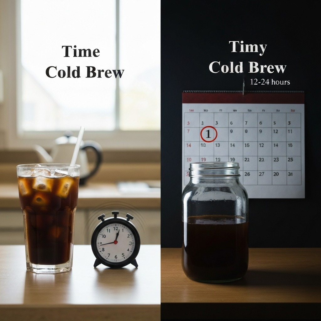 Infographic comparing cold brew and iced coffee preparation times and methods